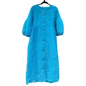 VTG Quilted dressing gown robe balloon 3/4 length sleeve M/L